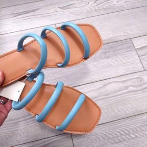 Women's Wren Triple Strap Sandals Blue - A New Day Sz 6.5